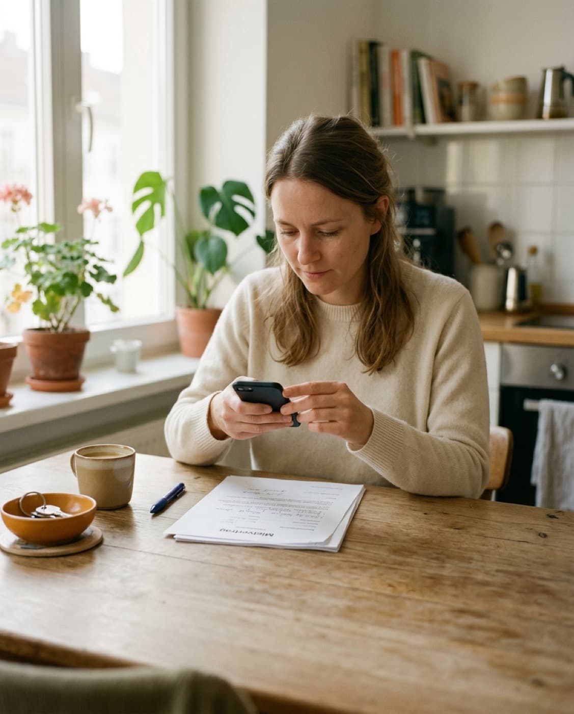 Bewerberin lädt Unterlagen am Handy hoch